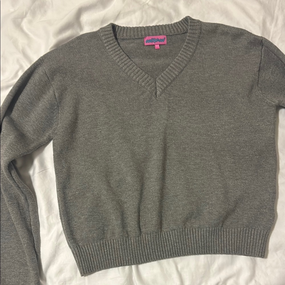 Gray V-Neck Sweater